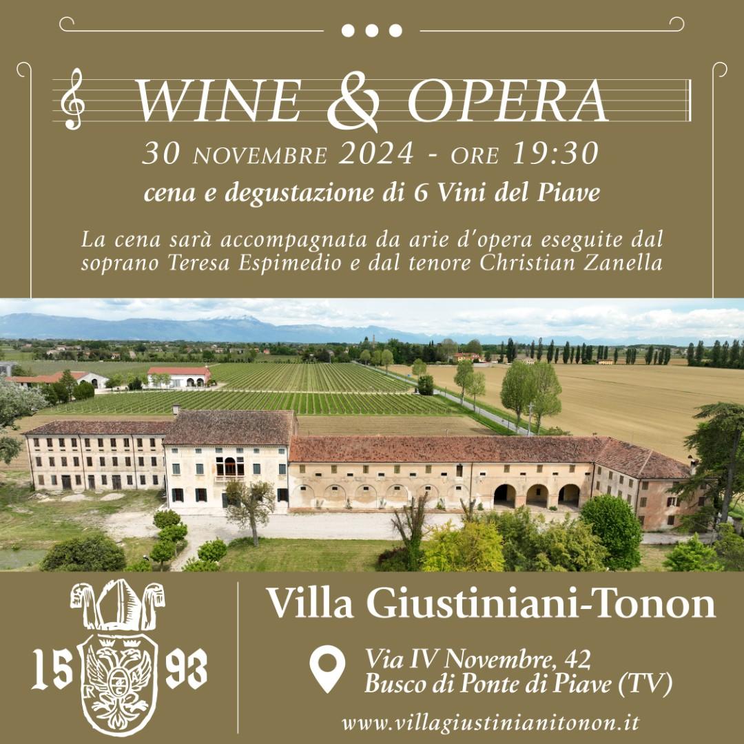 Wine & Opera sabato 30 novembre a Villa Giustiniani-Tonon